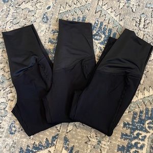 Loft Petite Medium Maternity Lot of 3 Black Leggings (over the belly)